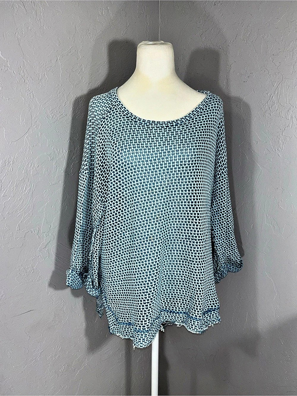 Umgee Blue White Geometric Tunic